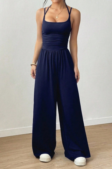 FlowFit Jumpsuit – Comfortable Wide-Leg Spaghetti Strap One-Piece