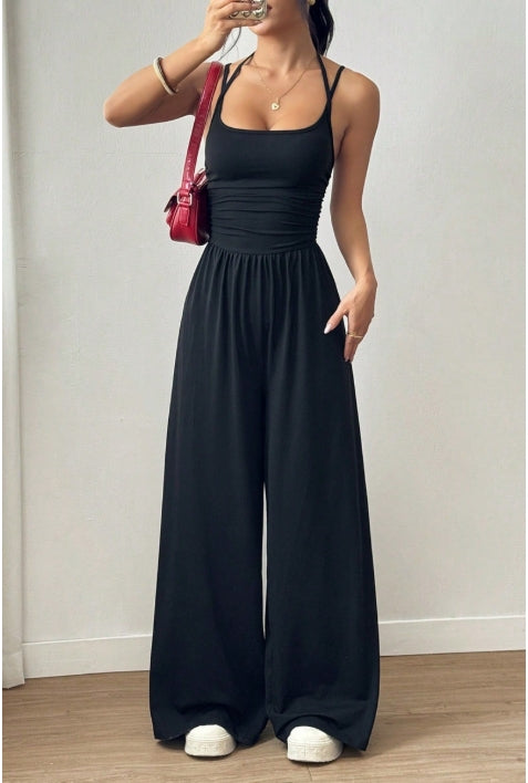 FlowFit Jumpsuit – Comfortable Wide-Leg Spaghetti Strap One-Piece
