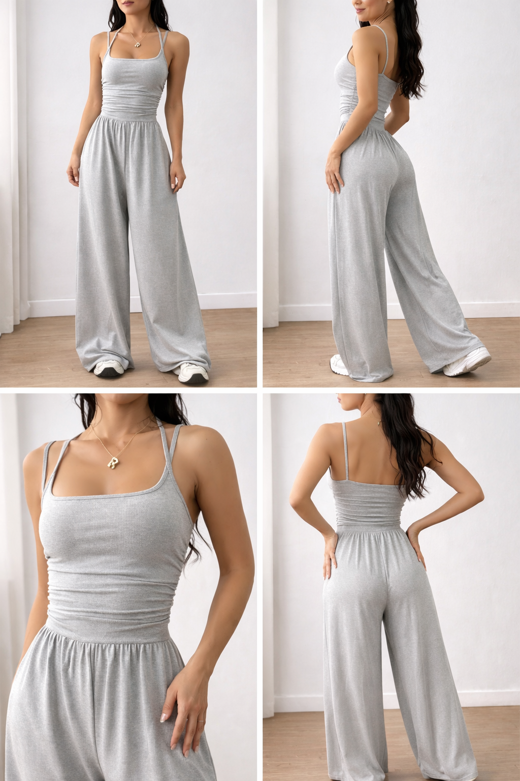 FlowFit Jumpsuit – Comfortable Wide-Leg Spaghetti Strap One-Piece